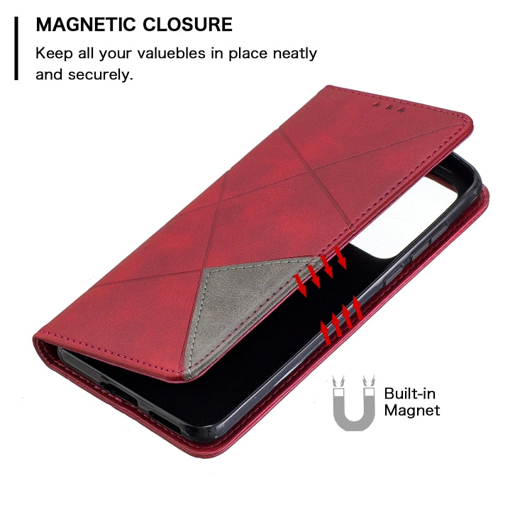 For Huawei P40 Rhombus Texture Horizontal Flip Magnetic Leather Case with Holder & Card Slots & Wallet