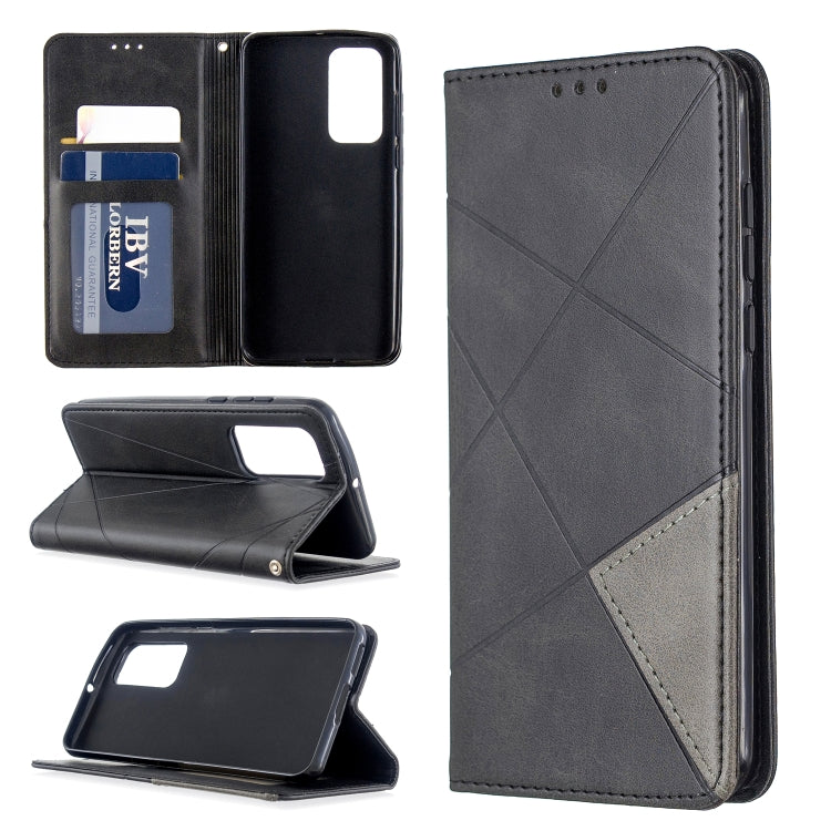 For Huawei P40 Rhombus Texture Horizontal Flip Magnetic Leather Case with Holder & Card Slots & Wallet