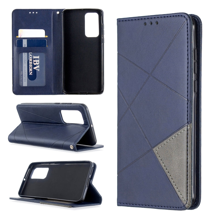 For Huawei P40 Rhombus Texture Horizontal Flip Magnetic Leather Case with Holder & Card Slots & Wallet