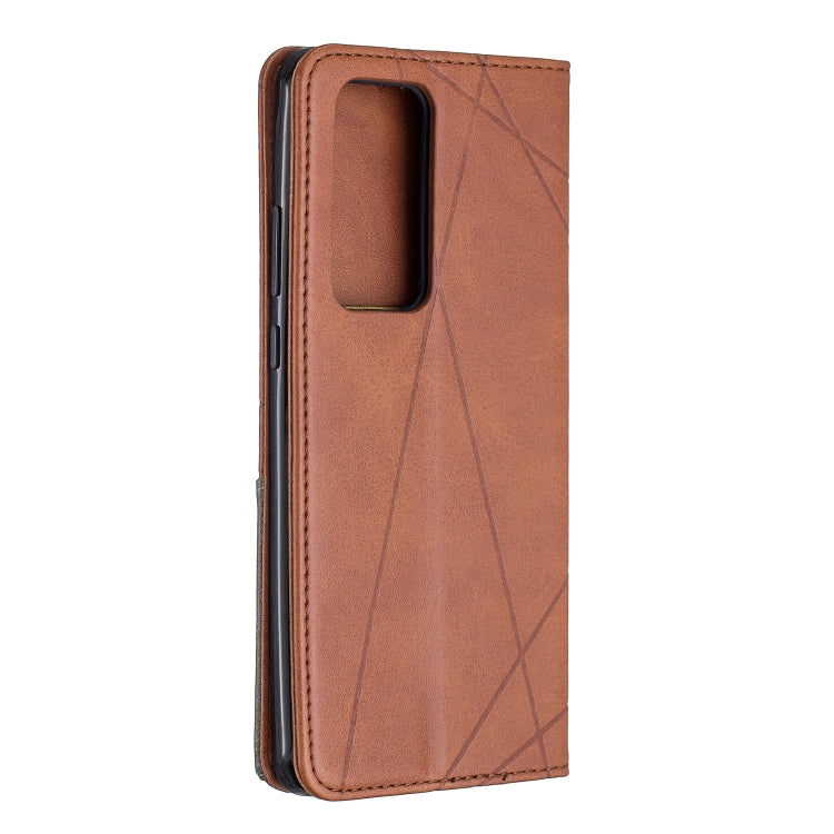 For Huawei P40 Pro Rhombus Texture Horizontal Flip Magnetic Leather Case with Holder & Card Slots & Wallet