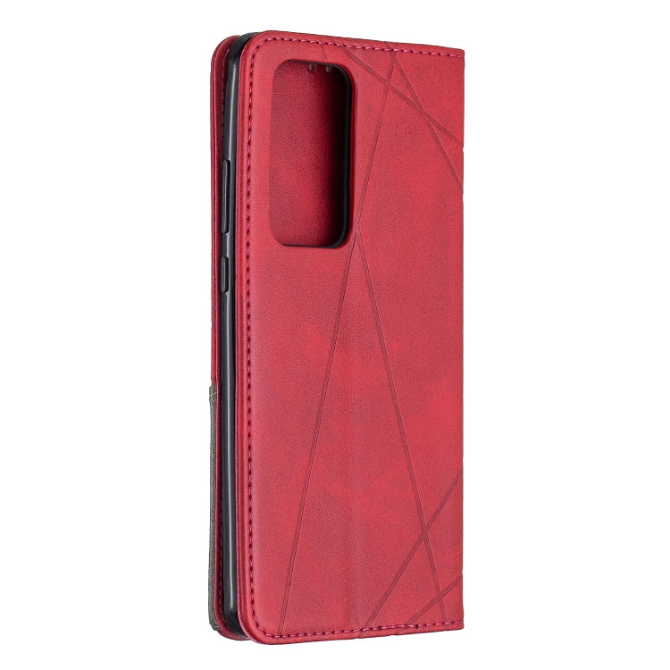 For Huawei P40 Pro Rhombus Texture Horizontal Flip Magnetic Leather Case with Holder & Card Slots & Wallet