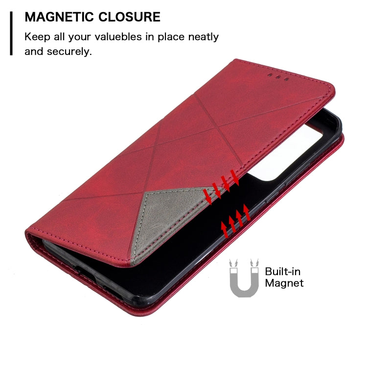 For Huawei P40 Pro Rhombus Texture Horizontal Flip Magnetic Leather Case with Holder & Card Slots & Wallet
