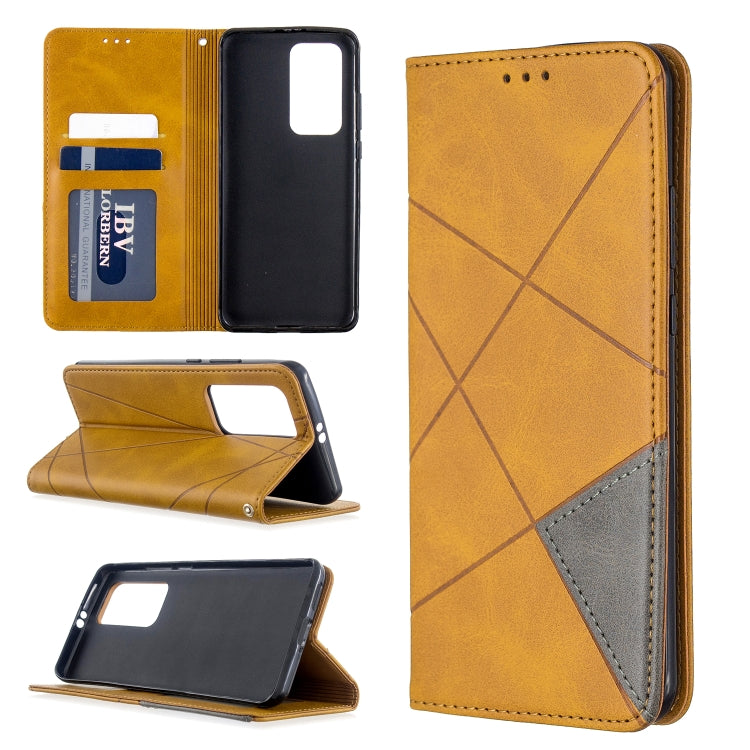 For Huawei P40 Pro Rhombus Texture Horizontal Flip Magnetic Leather Case with Holder & Card Slots & Wallet
