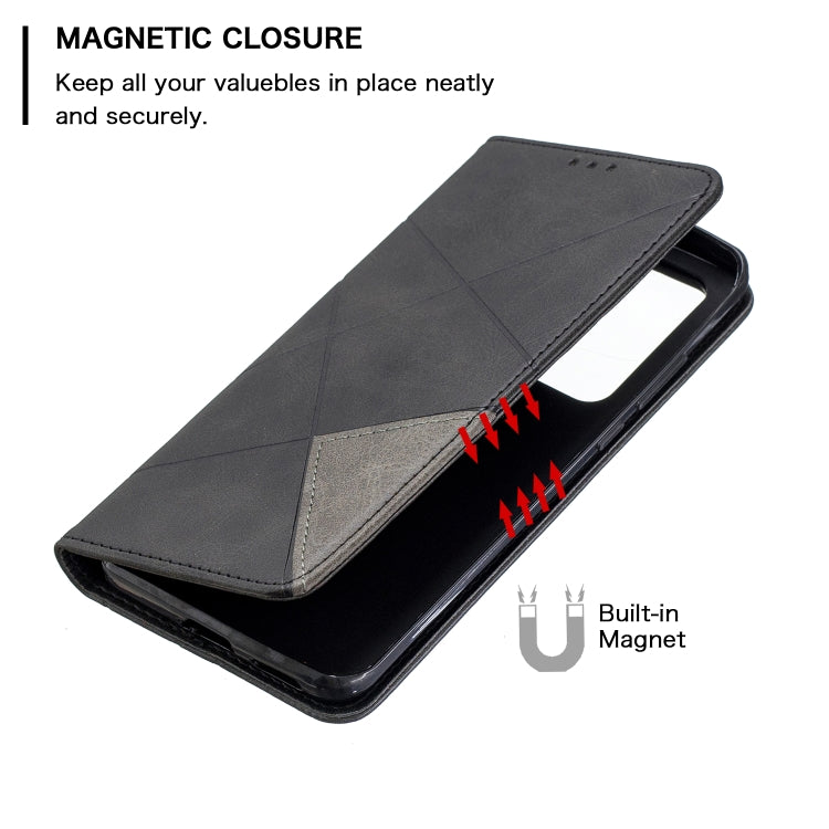 For Huawei P40 Pro Rhombus Texture Horizontal Flip Magnetic Leather Case with Holder & Card Slots & Wallet