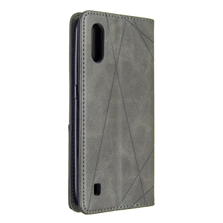 For Galaxy A01 Rhombus Texture Horizontal Flip Magnetic Leather Case with Holder & Card Slots & Wallet