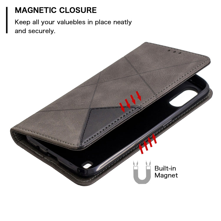 For Galaxy A01 Rhombus Texture Horizontal Flip Magnetic Leather Case with Holder & Card Slots & Wallet