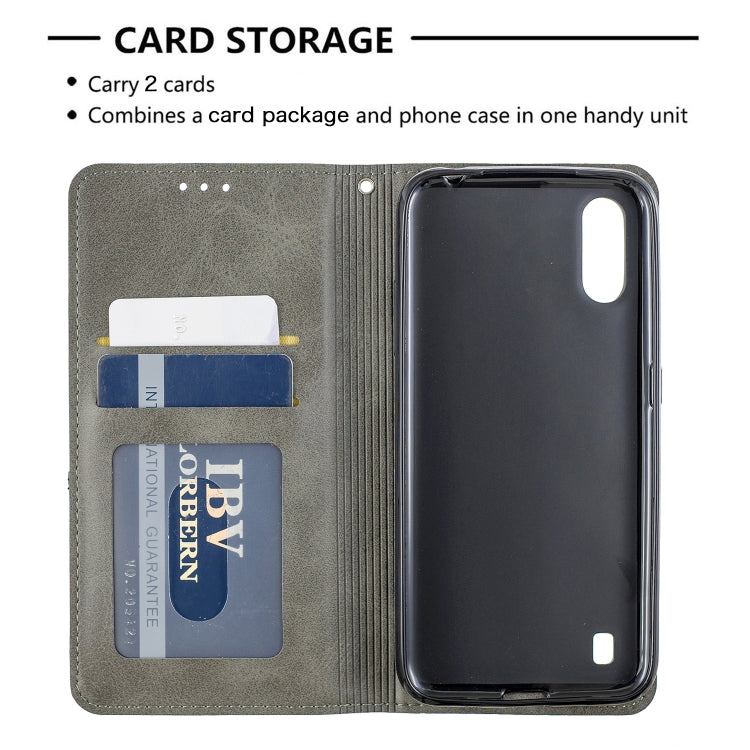 For Galaxy A01 Rhombus Texture Horizontal Flip Magnetic Leather Case with Holder & Card Slots & Wallet
