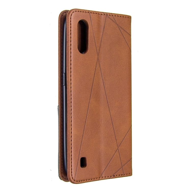 For Galaxy A01 Rhombus Texture Horizontal Flip Magnetic Leather Case with Holder & Card Slots & Wallet