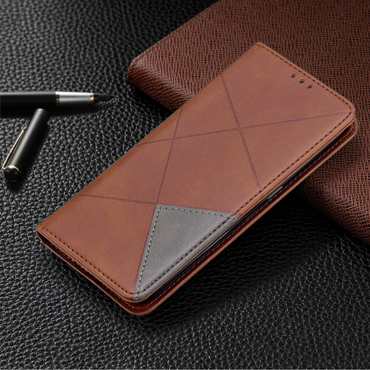 For Galaxy A01 Rhombus Texture Horizontal Flip Magnetic Leather Case with Holder & Card Slots & Wallet