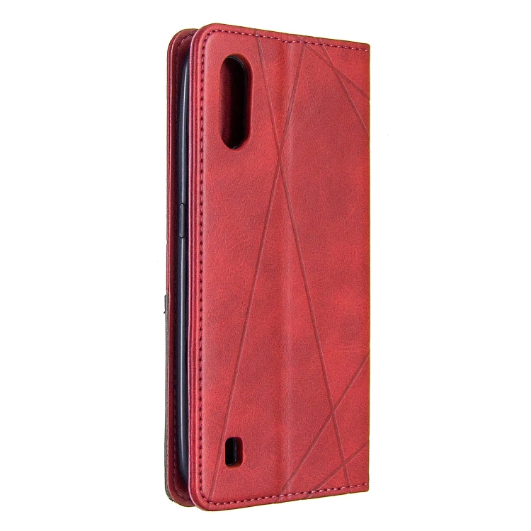 For Galaxy A01 Rhombus Texture Horizontal Flip Magnetic Leather Case with Holder & Card Slots & Wallet