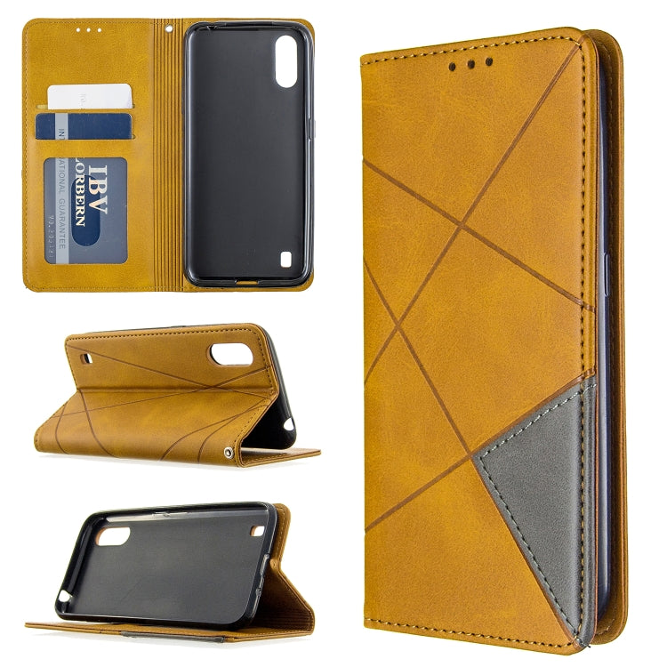 For Galaxy A01 Rhombus Texture Horizontal Flip Magnetic Leather Case with Holder & Card Slots & Wallet