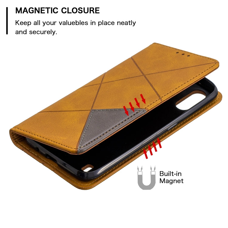 For Galaxy A01 Rhombus Texture Horizontal Flip Magnetic Leather Case with Holder & Card Slots & Wallet