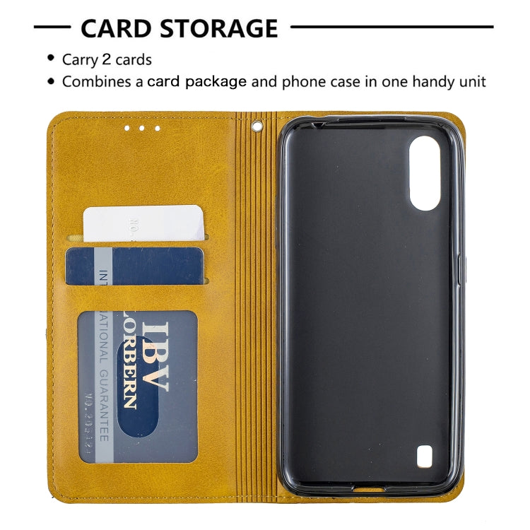 For Galaxy A01 Rhombus Texture Horizontal Flip Magnetic Leather Case with Holder & Card Slots & Wallet