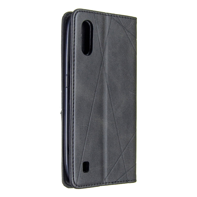 For Galaxy A01 Rhombus Texture Horizontal Flip Magnetic Leather Case with Holder & Card Slots & Wallet