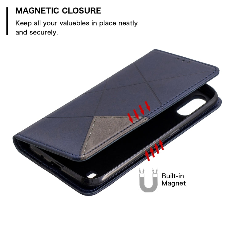 For Galaxy A01 Rhombus Texture Horizontal Flip Magnetic Leather Case with Holder & Card Slots & Wallet