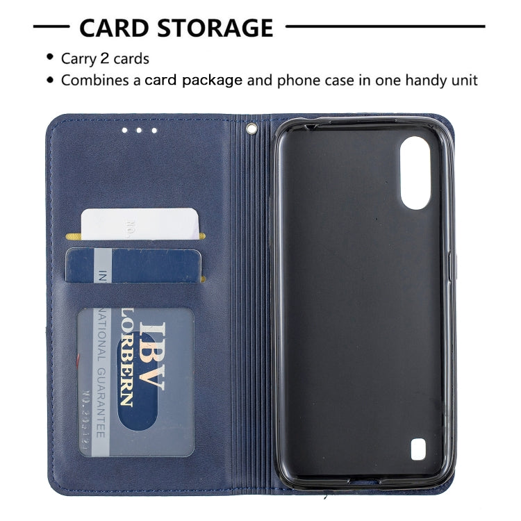 For Galaxy A01 Rhombus Texture Horizontal Flip Magnetic Leather Case with Holder & Card Slots & Wallet