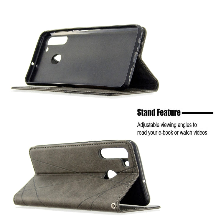 For Galaxy A21 Rhombus Texture Horizontal Flip Magnetic Leather Case with Holder & Card Slots & Wallet