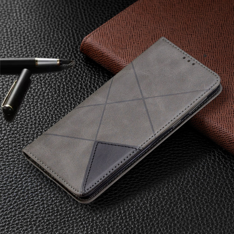 For Galaxy A21 Rhombus Texture Horizontal Flip Magnetic Leather Case with Holder & Card Slots & Wallet