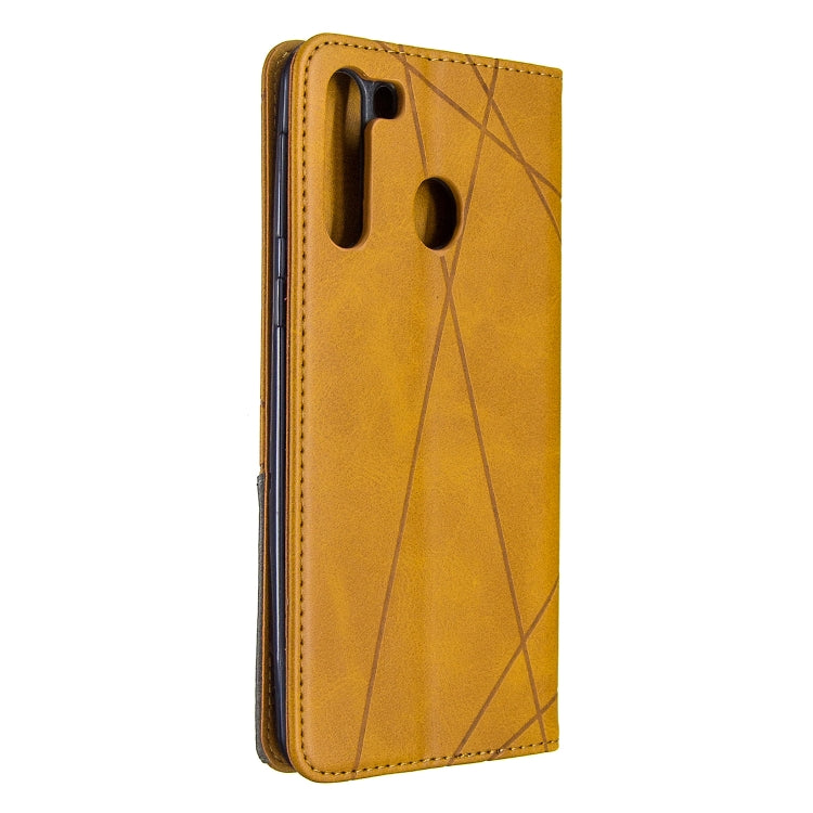 For Galaxy A21 Rhombus Texture Horizontal Flip Magnetic Leather Case with Holder & Card Slots & Wallet