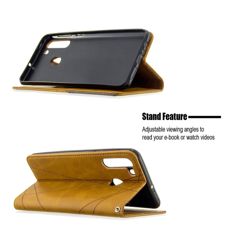 For Galaxy A21 Rhombus Texture Horizontal Flip Magnetic Leather Case with Holder & Card Slots & Wallet