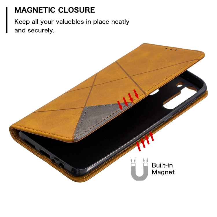 For Galaxy A21 Rhombus Texture Horizontal Flip Magnetic Leather Case with Holder & Card Slots & Wallet
