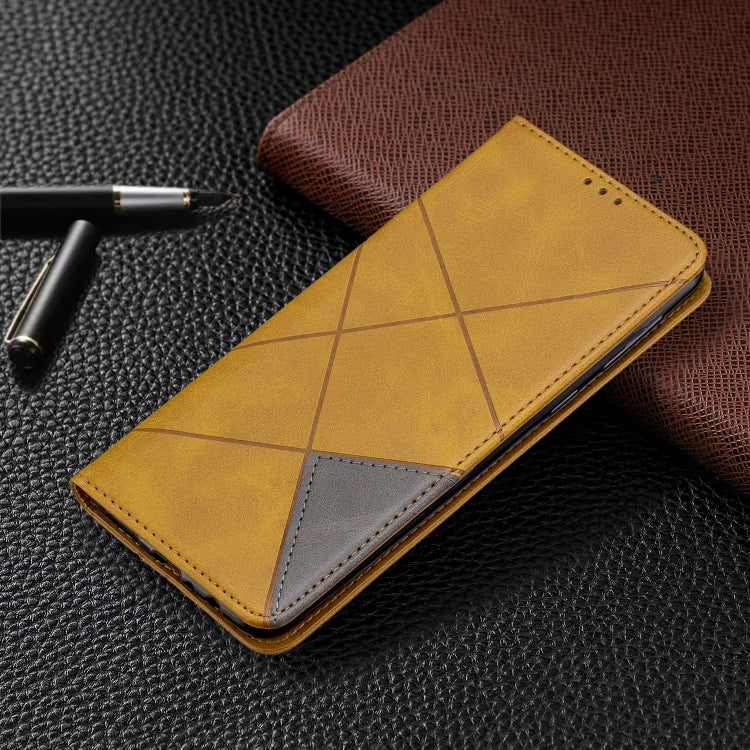 For Galaxy A21 Rhombus Texture Horizontal Flip Magnetic Leather Case with Holder & Card Slots & Wallet