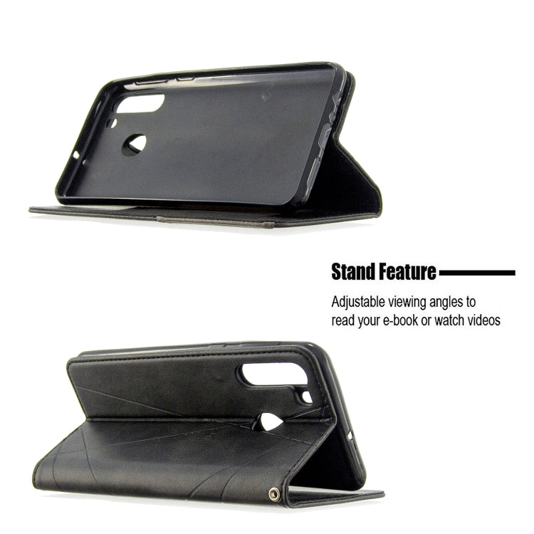 For Galaxy A21 Rhombus Texture Horizontal Flip Magnetic Leather Case with Holder & Card Slots & Wallet