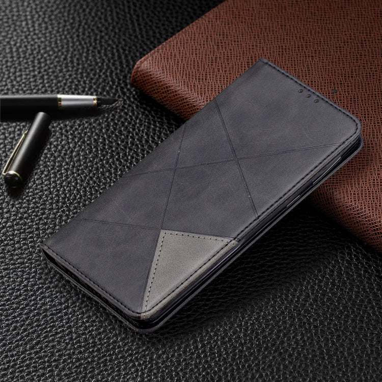 For Galaxy A21 Rhombus Texture Horizontal Flip Magnetic Leather Case with Holder & Card Slots & Wallet