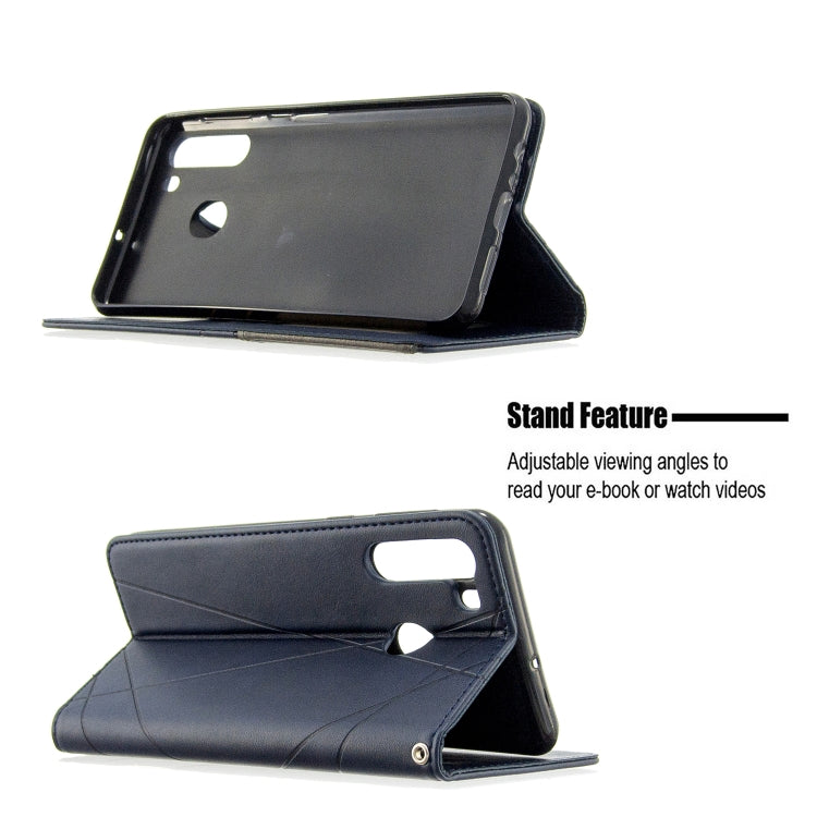 For Galaxy A21 Rhombus Texture Horizontal Flip Magnetic Leather Case with Holder & Card Slots & Wallet