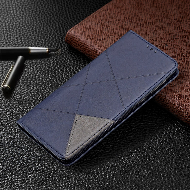 For Galaxy A21 Rhombus Texture Horizontal Flip Magnetic Leather Case with Holder & Card Slots & Wallet