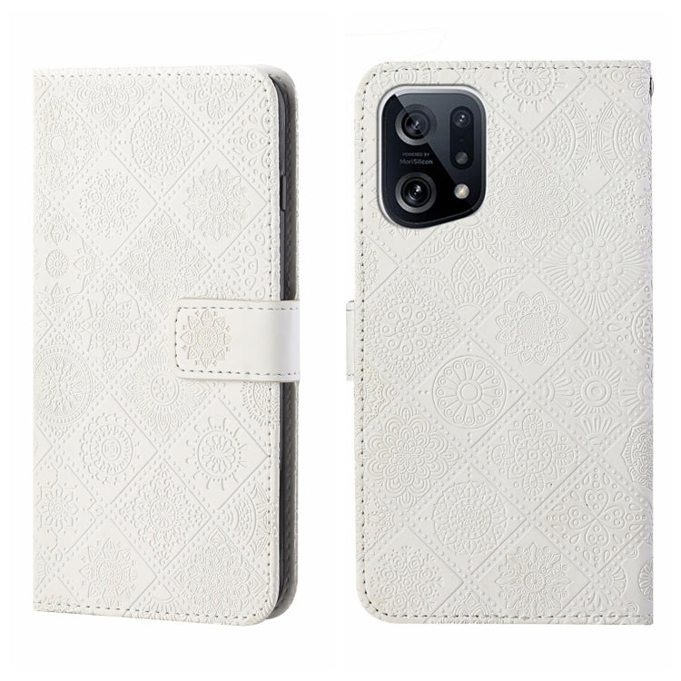 For OPPO Find X5 Ethnic Style Embossed Pattern Leather Phone Case