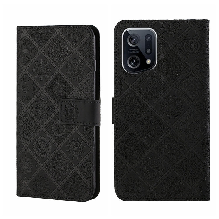 For OPPO Find X5 Ethnic Style Embossed Pattern Leather Phone Case