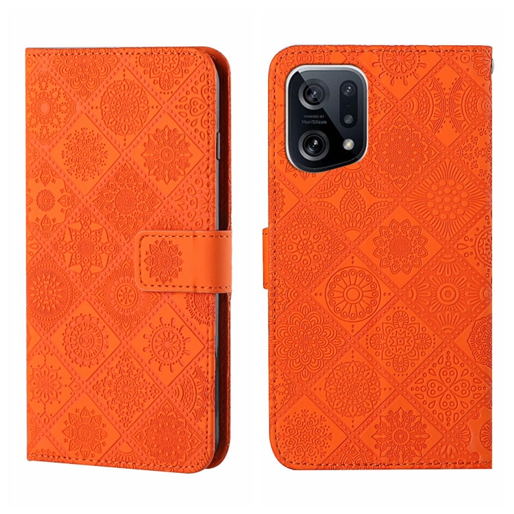 For OPPO Find X5 Ethnic Style Embossed Pattern Leather Phone Case