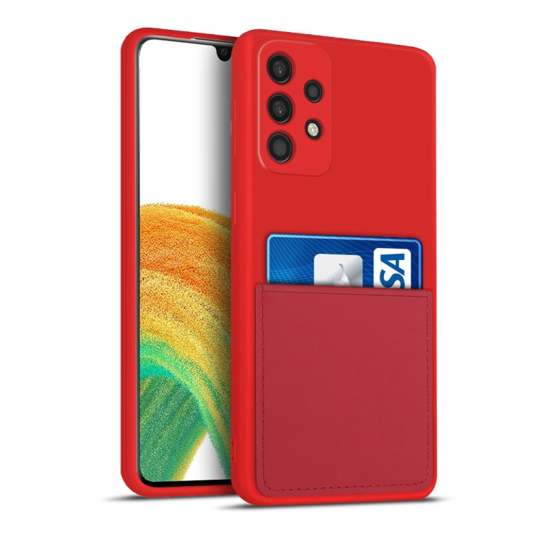 For Samsung Galaxy A33 5G Liquid Silicone Skin Feel Shockproof Phone Case with Card Slot