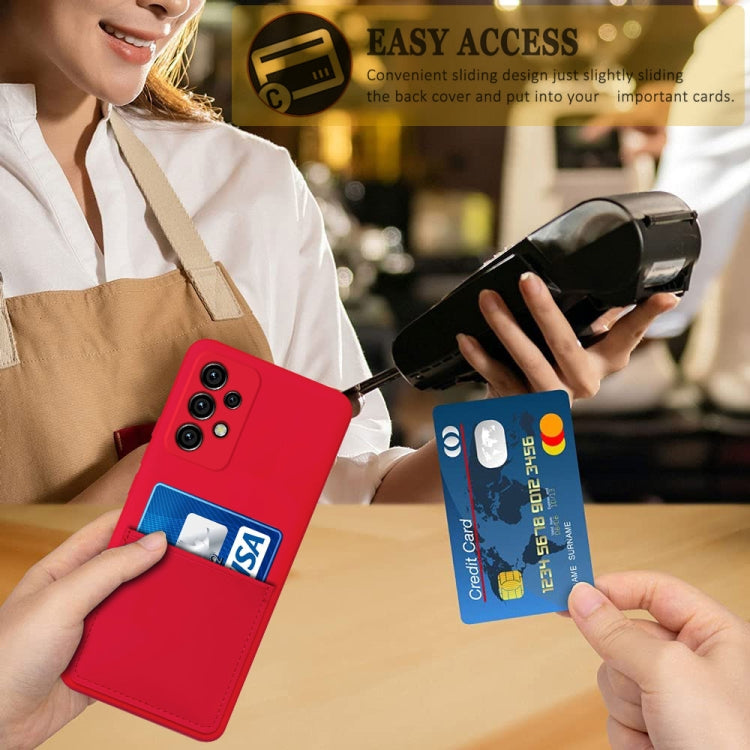 For Samsung Galaxy A33 5G Liquid Silicone Skin Feel Shockproof Phone Case with Card Slot