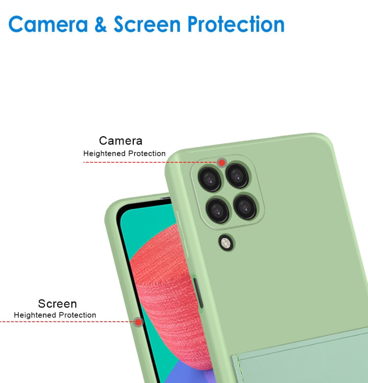 For Samsung Galaxy M33 5G Liquid Silicone Skin Feel Shockproof Phone Case with Card Slot