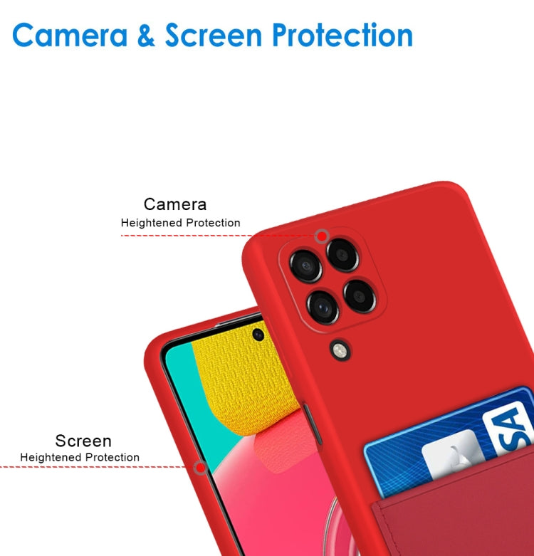 For Samsung Galaxy M53 5G Liquid Silicone Skin Feel Shockproof Phone Case with Card Slot