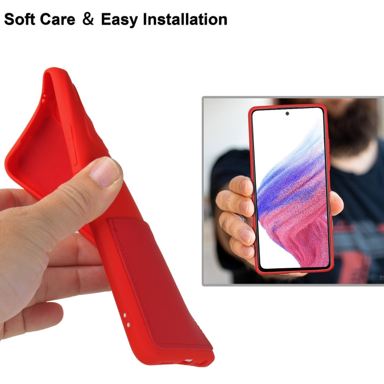For Samsung Galaxy A53 5G Fine Hole Liquid Silicone Skin Feel Shockproof Phone Case with Card Slot
