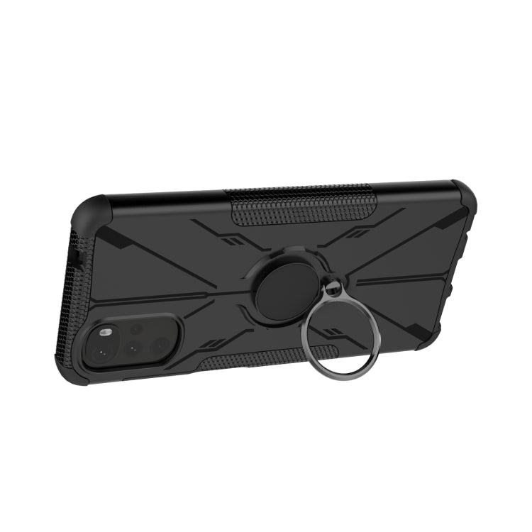 For Motorola Moto G22 Armor Bear Shockproof PC + TPU Phone Case with Ring