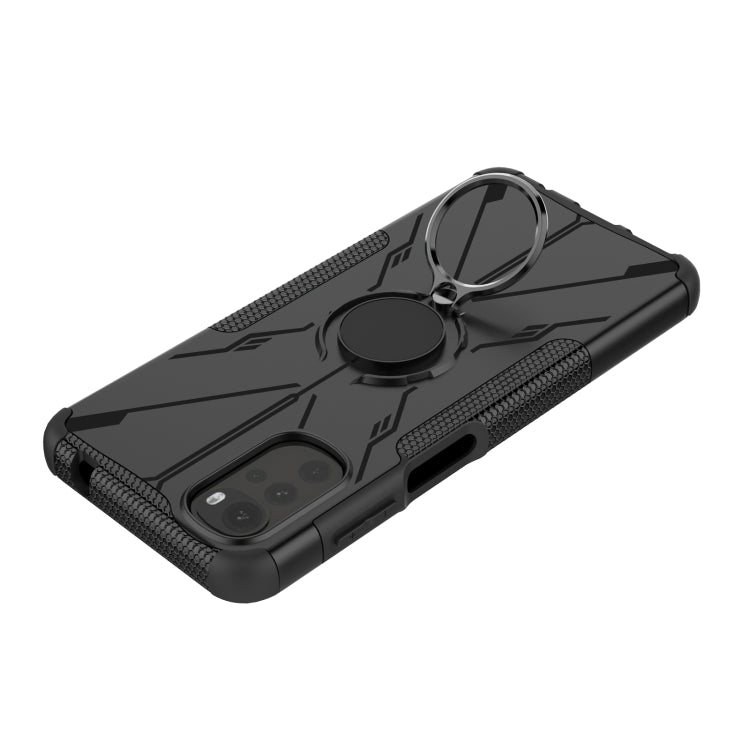 For Motorola Moto G22 Armor Bear Shockproof PC + TPU Phone Case with Ring