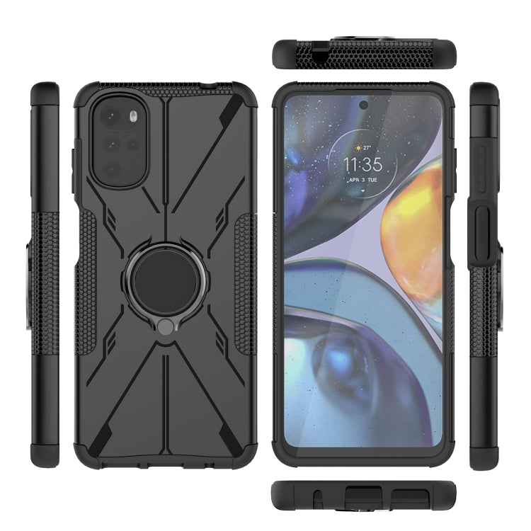 For Motorola Moto G22 Armor Bear Shockproof PC + TPU Phone Case with Ring