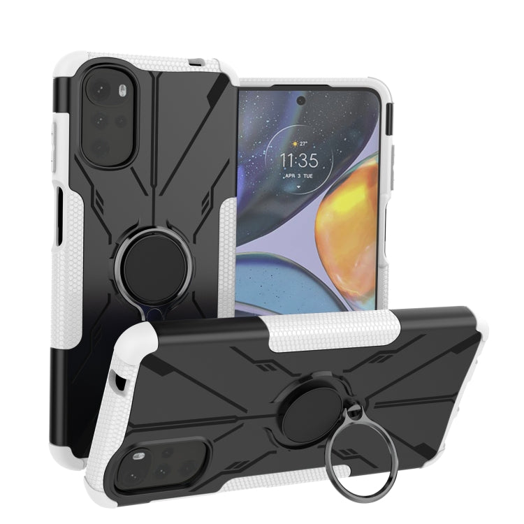 For Motorola Moto G22 Armor Bear Shockproof PC + TPU Phone Case with Ring
