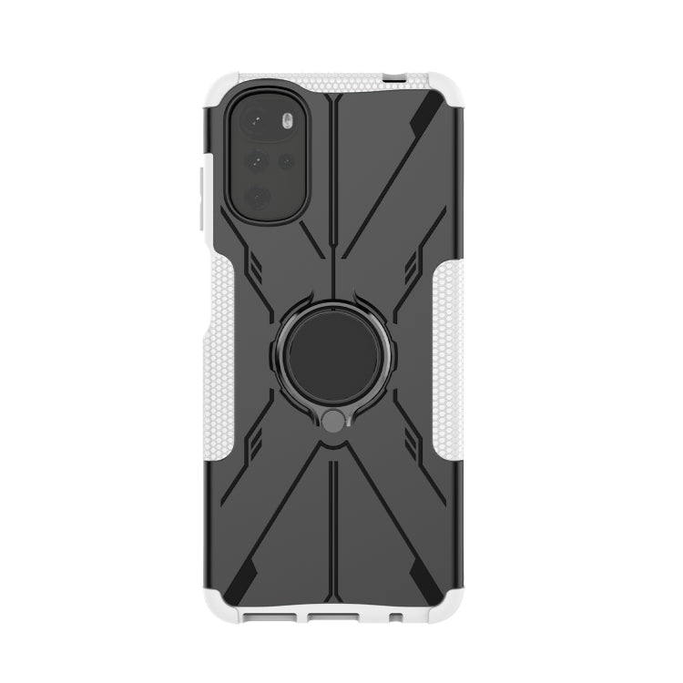 For Motorola Moto G22 Armor Bear Shockproof PC + TPU Phone Case with Ring