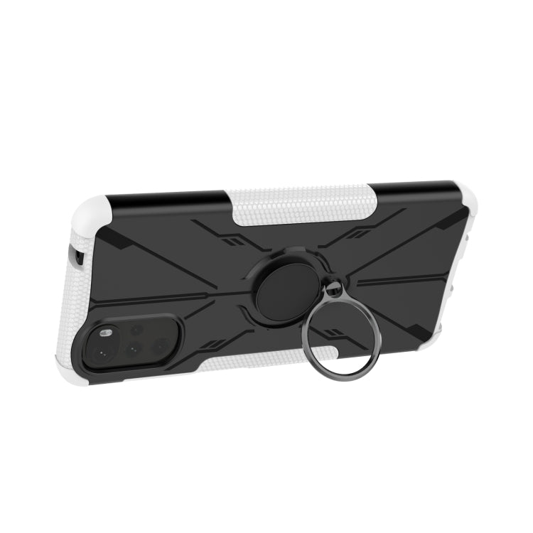 For Motorola Moto G22 Armor Bear Shockproof PC + TPU Phone Case with Ring