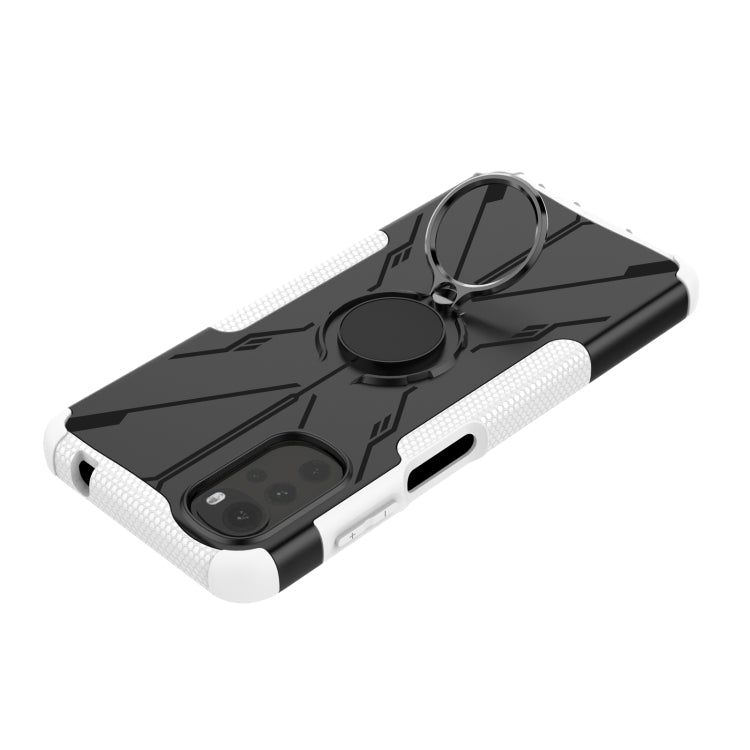 For Motorola Moto G22 Armor Bear Shockproof PC + TPU Phone Case with Ring