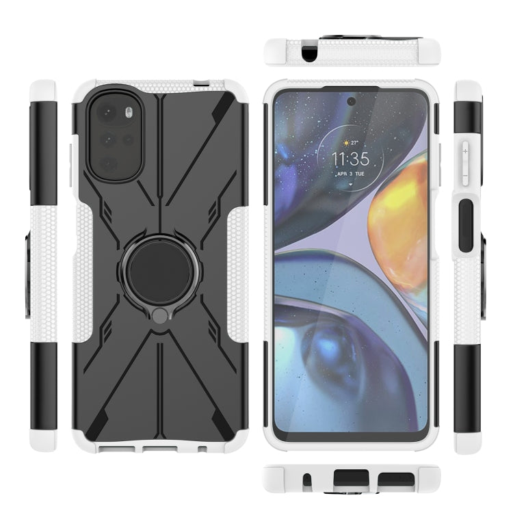 For Motorola Moto G22 Armor Bear Shockproof PC + TPU Phone Case with Ring