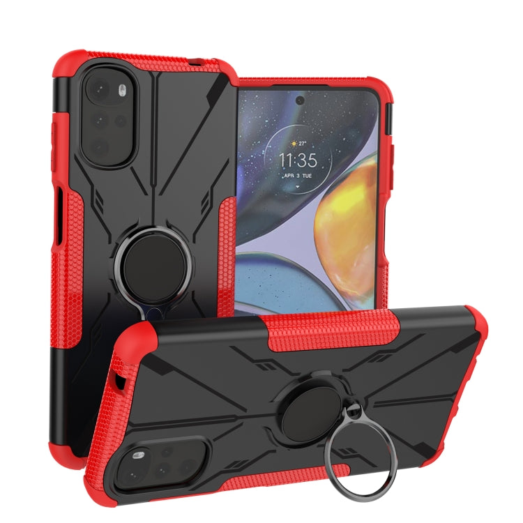 For Motorola Moto G22 Armor Bear Shockproof PC + TPU Phone Case with Ring