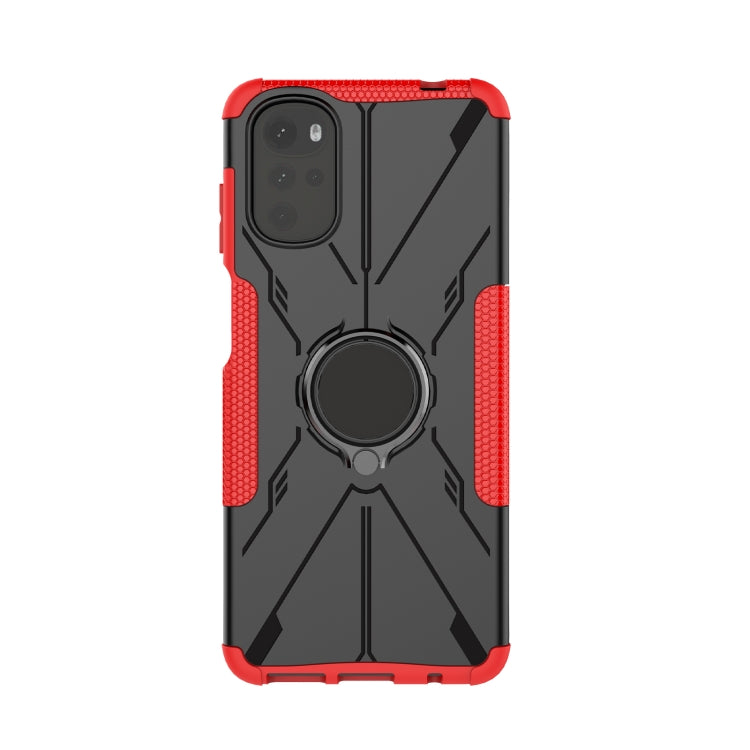 For Motorola Moto G22 Armor Bear Shockproof PC + TPU Phone Case with Ring