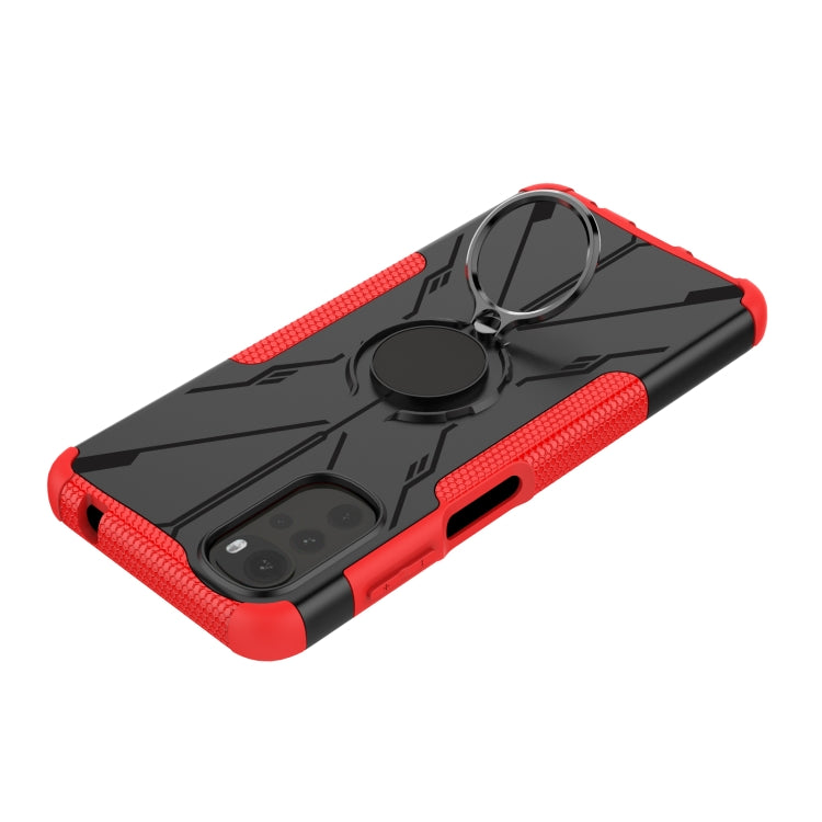 For Motorola Moto G22 Armor Bear Shockproof PC + TPU Phone Case with Ring