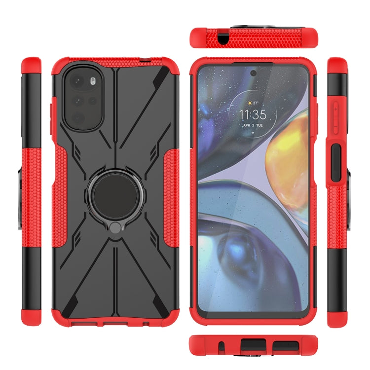 For Motorola Moto G22 Armor Bear Shockproof PC + TPU Phone Case with Ring